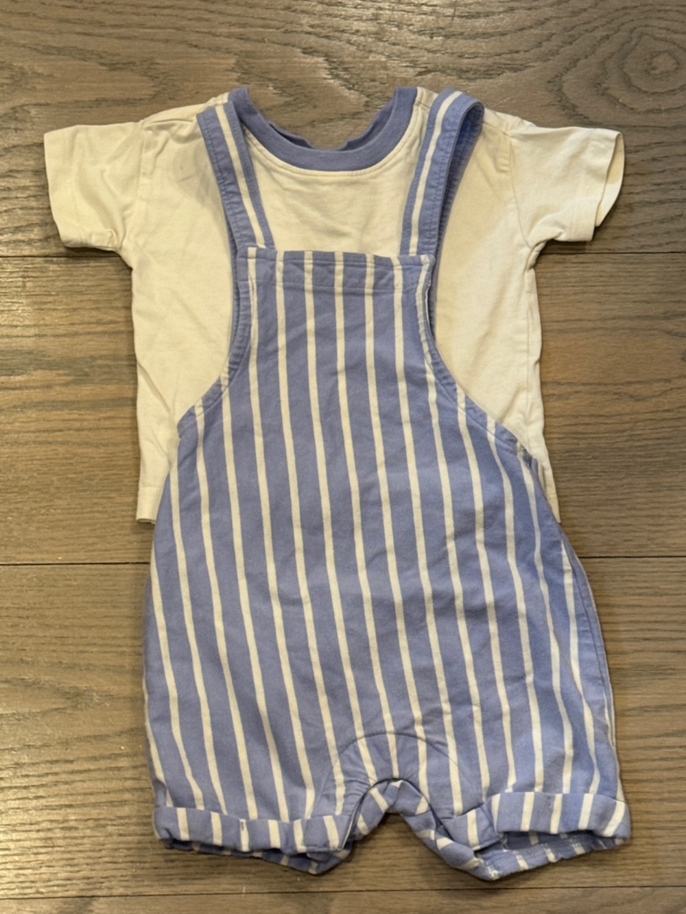 Hanna Andersson Blue and White Striped Overall Set